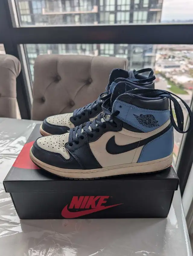 Air Jordan 1 High OG Obsidian UNC 555088-140 US 9.5 - Worn, OG B