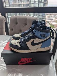 Air Jordan 1 High OG Obsidian UNC 555088-140 US 9.5 - Worn, OG B