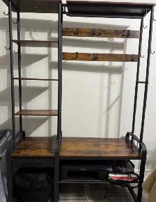 Entryway Bench With Coat Hooks, Storage Shelf
