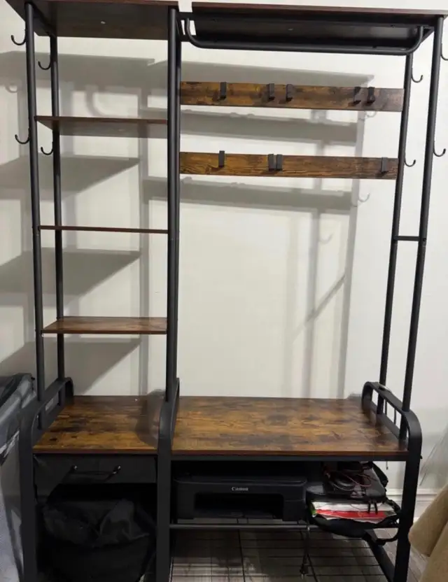 Bench With Coat Rack & Shoe Storage
