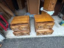Free delivery used 2 Vintage Oak Wood End Table - Photo 7