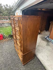 Free delivery used Vintage Armoire with Carved Floral Details - Photo 6