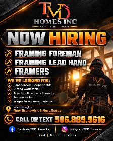 Seeking Skilled Framers in Moncton NB