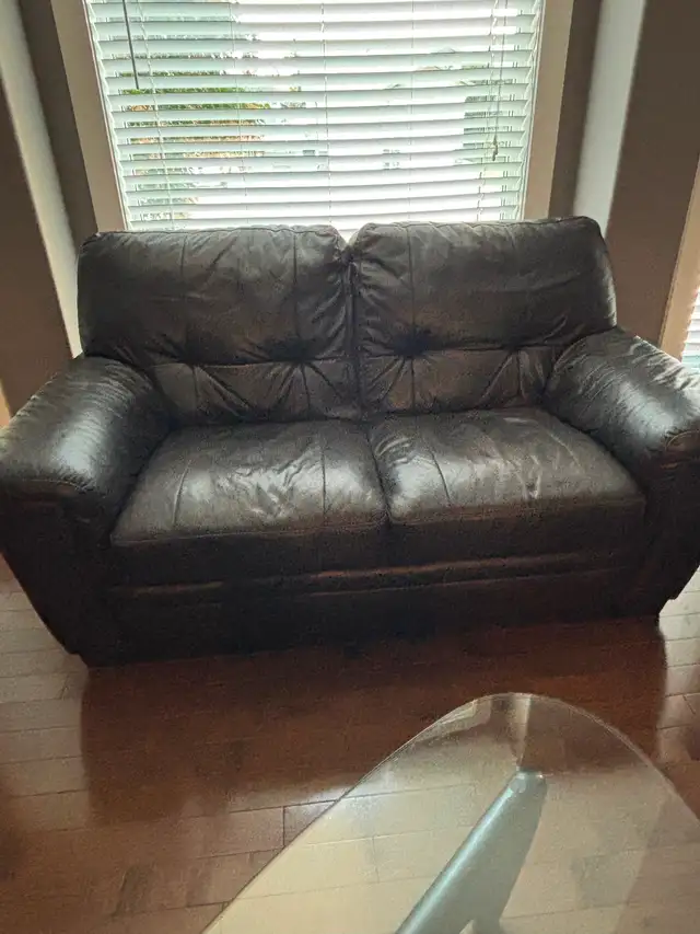 Leather loveseat