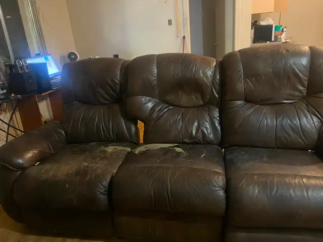 Brown Leather Reclining Couch