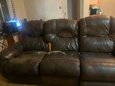 Brown Leather Reclining Couch