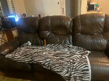Brown Leather Reclining Couch - Photo 2