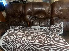 Brown Leather Reclining Couch - Photo 2