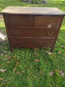 Antique 4 drawer dresser with beveled mirror