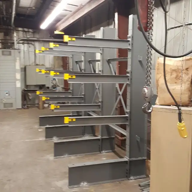 8’ tall cantilever racking in stock - quick ship ready.