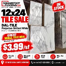 12x24 Daltile Polished Porcelain Tile White Marble Look $3.99/SF