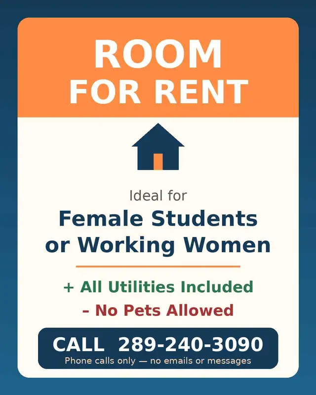 Room for rent near Oshawa Shopping Center