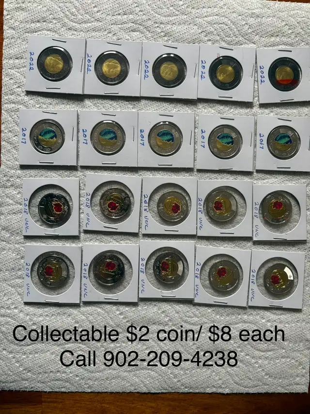 Various collectable coins. Please call 902-209-4238 for info.