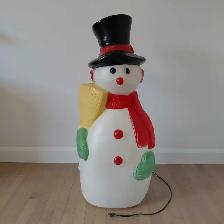Grand bonhomme de neige illuminé vintage en plastique blow mold - Photo 2