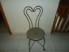 CHAIR WITH METAL FRAME & LEATHER SEAT