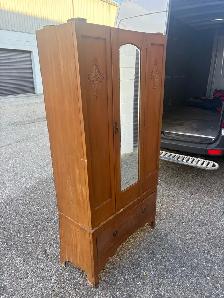 Free delivery antique Vintage Wooden Armoire with Mirror - Photo 2
