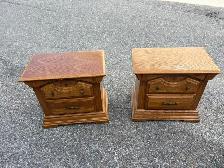 Free delivery used Set of Two Oak Nightstands - Photo 2