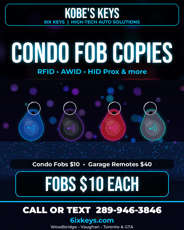 Condo Fob Copies - RFID, AWID, HID Prox - $10 Each