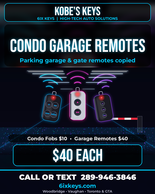 Condo Garage Remote Copies - $40 Each
