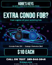 Extra Condo Fob? Fast Copies $10 - Kobe Keys