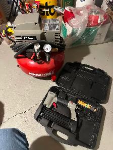 6 Gallon Air compressor w/ 18 gauge brad nailer combo.
