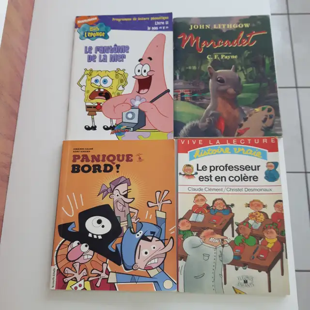 12LIVRES NEUFS JEUNESSE 4à8ans PANIQUE BORD:PROFESSEUR: $3.00CHA