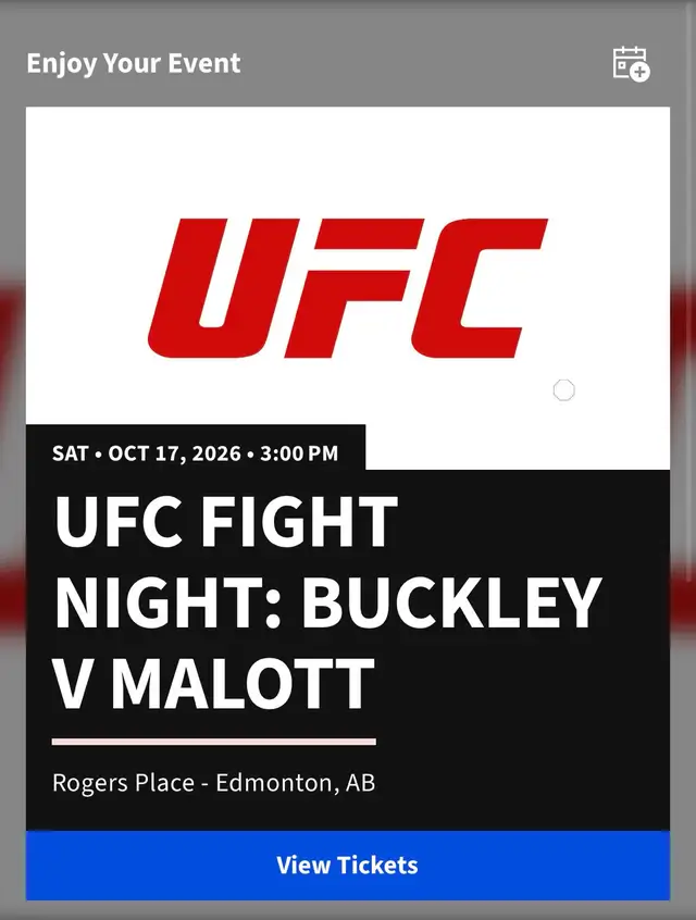UFC Fight Night: Buckley vs Malott Tickets