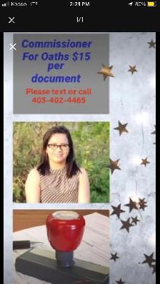 Walk- in Commissioner for oaths In and for AB