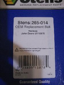 John Deere tractor belt Stens 265-014, OEM # M110978 - Photo 2