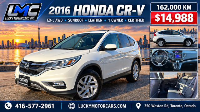 2016 Honda CR-V EX-L AWD-SUNROOF-LEATHER-1 OWNER-CERTIFIED