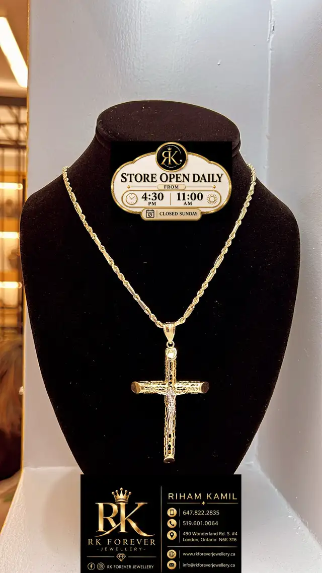 10K  yellow Gold Chain & Cross # R 64