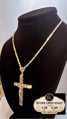 10K  yellow Gold Chain & Cross # R 64 - Photo 3