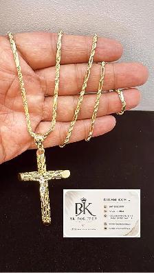 10K  yellow Gold Chain & Cross # R 64 - Photo 4