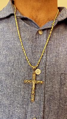 10K  yellow Gold Chain & Cross # R 64 - Photo 7