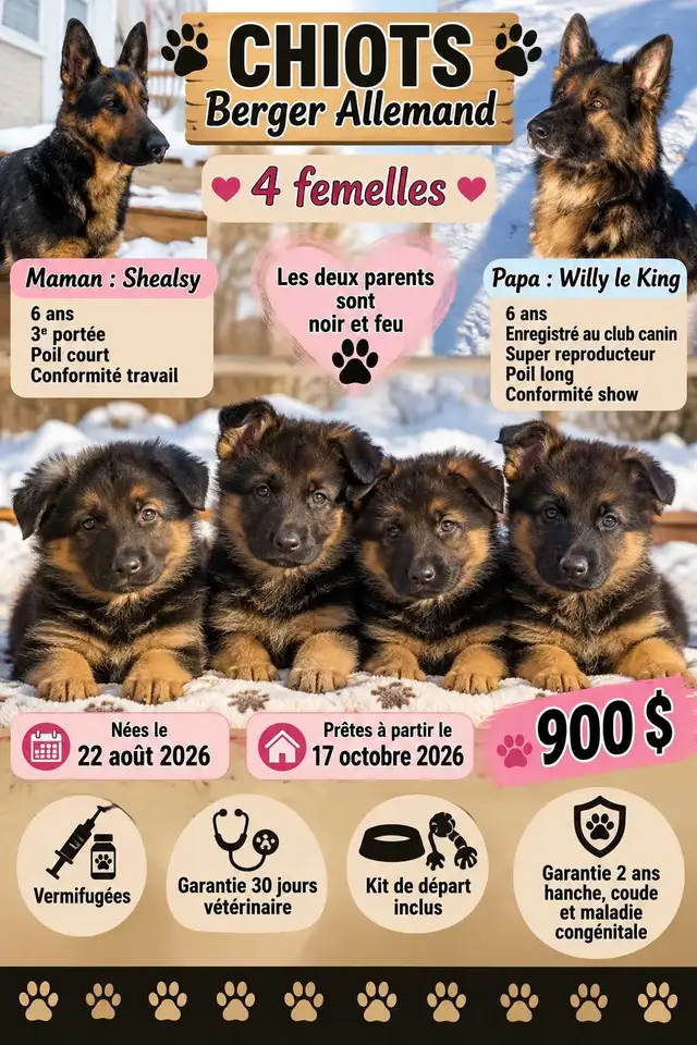 chiot berger allemand pret maintenant