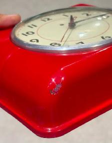 Vintage Red Metal ‘Belfast’ Wall Clock  ("Westclox". c. 1940s) - Photo 6