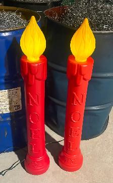 Vintage Blow Mold Plastic Christmas Candles (‘NOEL’ - Working!)