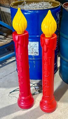 Vintage Blow Mold Plastic Christmas Candles (‘NOEL’ - Working!) - Photo 3