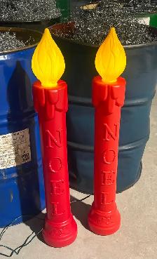 Vintage Blow Mold Plastic Christmas Candles (‘NOEL’ - Working!) - Photo 6