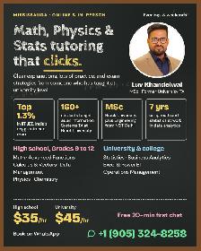 Math, Physics & Stats Tutor | Gr 9-12 & University