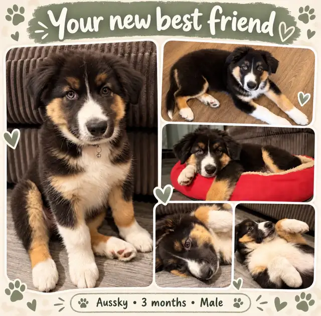 Awesome Auskky puppy ready to go home!