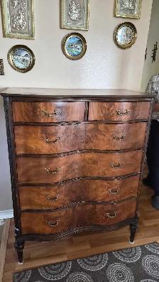 Burl Wood Dresser Set – Serpentine Front (Highbo - Photo 2