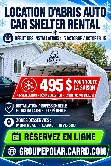 Location d'abri Tempo — tout inclus : installation   démontage