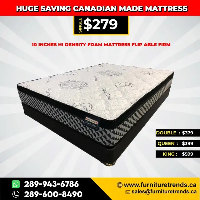 Canadian Made 10 Inch High Density Foam Mattress