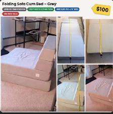 Folding Sofa Bed - Grey - Unfolds to 74 inch Bed