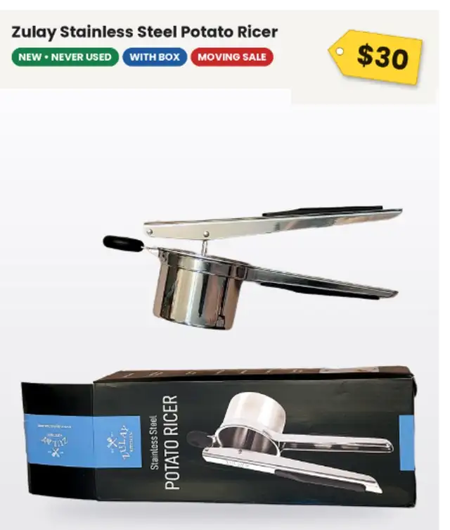 Zulay Stainless Steel Potato Ricer - New in Box