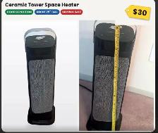 Ceramic Tower Space Heater - 25 inch - Moving Sale