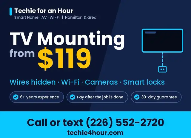 TV Mounting from $119 | Pay After the Job | Hamilton & Area