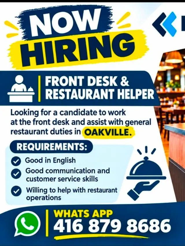 Hiring restaurant helper  Oakville   indian restaurant