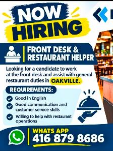 Hiring restaurant helper  Oakville   indian restaurant
